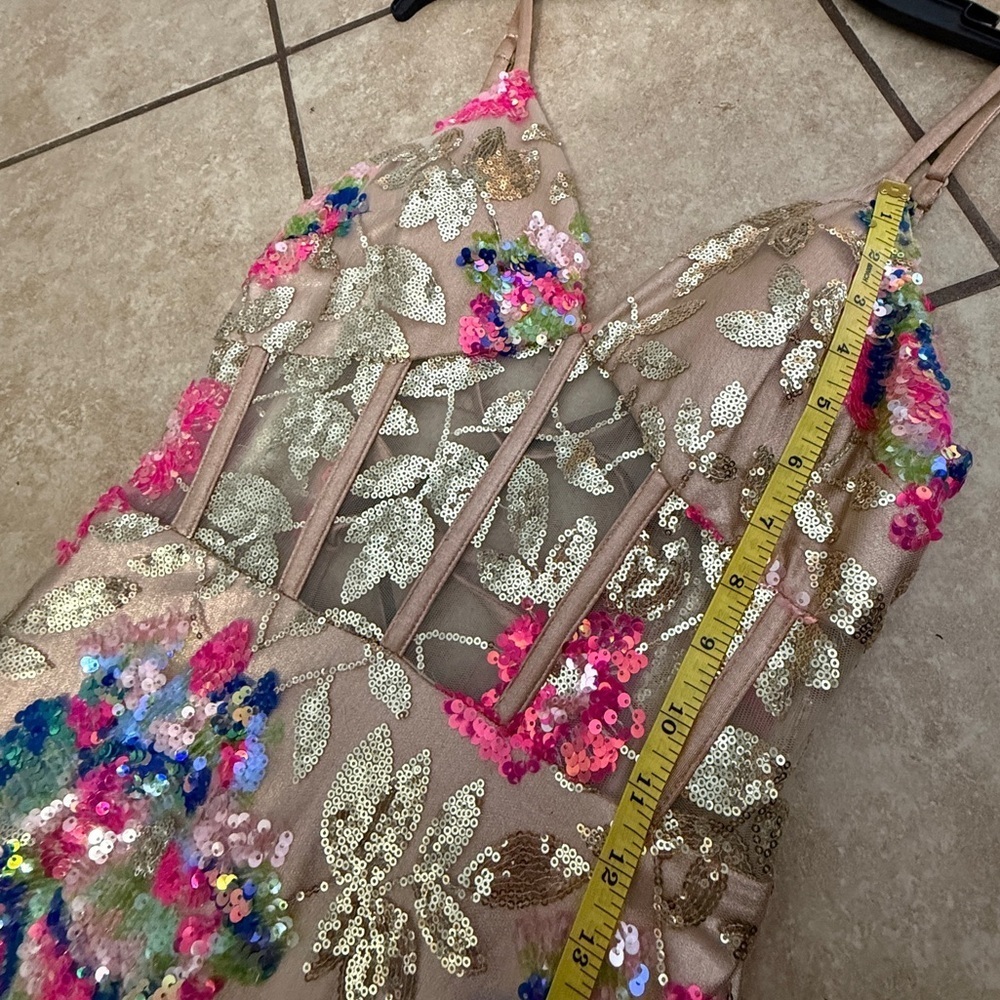 Gold and pink Floral Maxi Dress, Dear moon size 9 - Picture 12 of 14